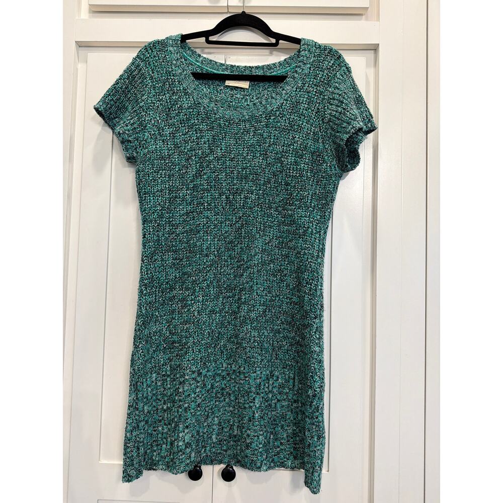 bobbie brooks ladies green marled knit sweater tunic top LG  VTG